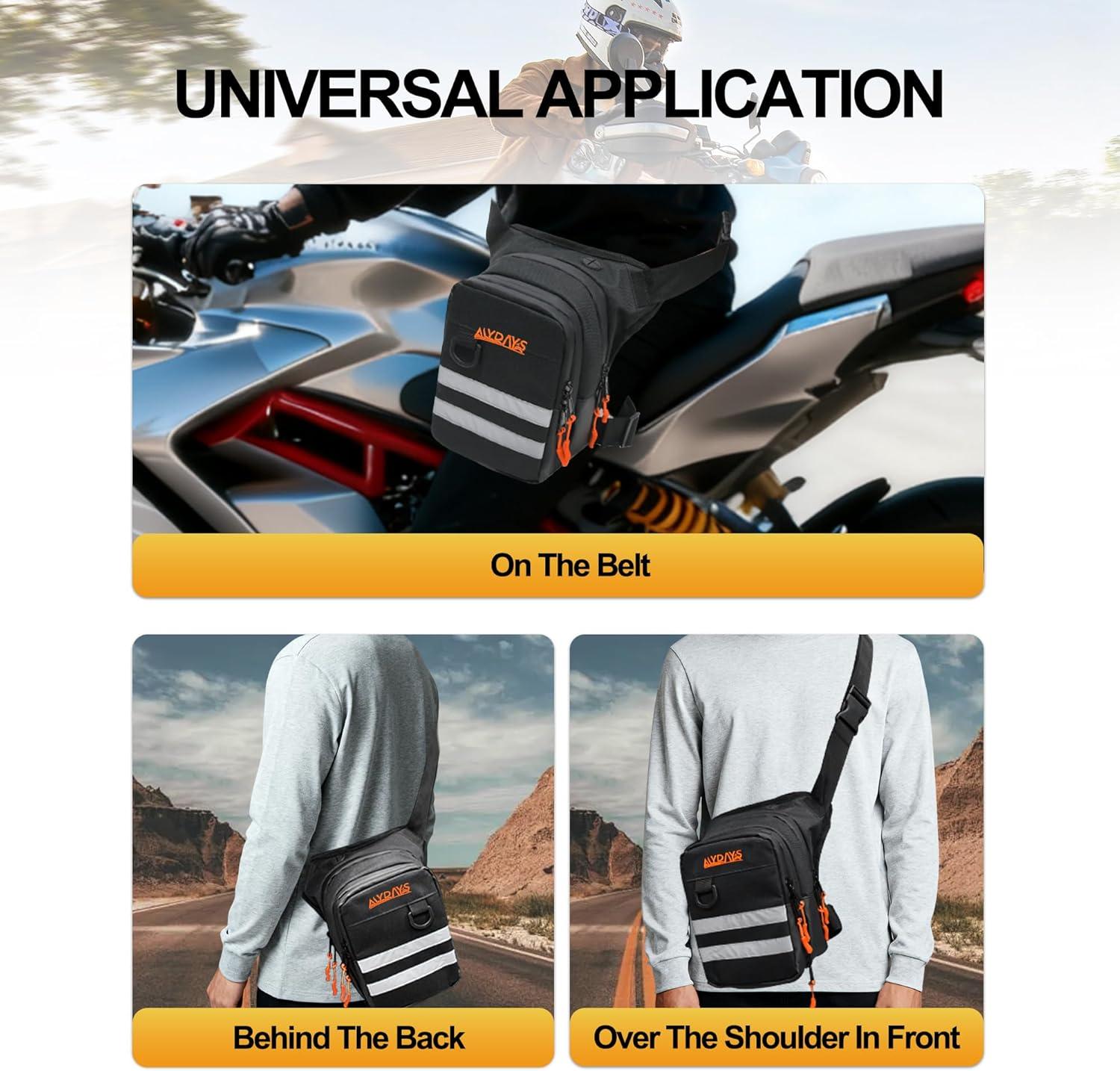 image:imageMDSTOP Motorcycle Thigh Bag with Removable Leg Strap Expandable Storage Tank BagsDrop Leg Bag for Men ampamp Women Leg Fanny Pack for Racing Cycling Horse Riding Hiking Camping Fishing Travel BlackBlack