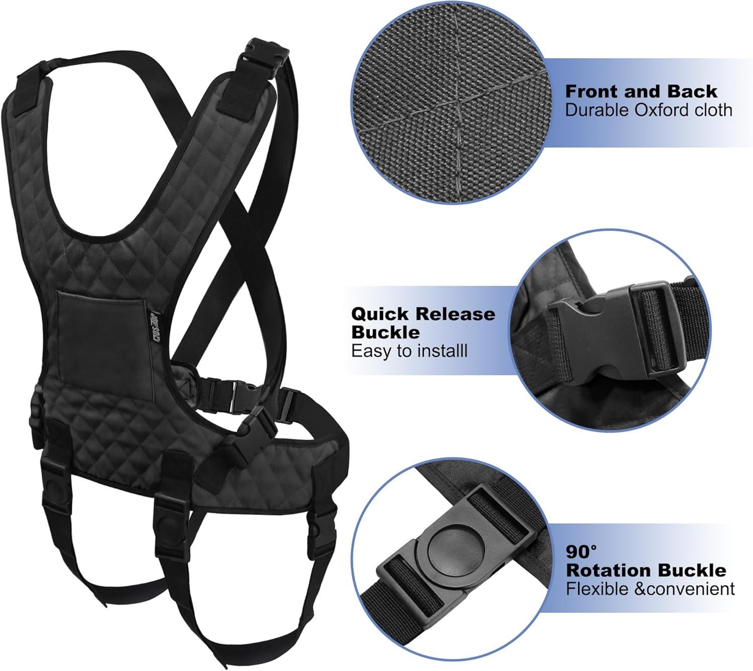 image:imageMDSTOP Wheelchair Harness for Adults AntiSlip Wheelchair Safety Belt Safety Belt for Elderly Adjustable Secure Buckle Torso Support Vest Restraint for Patient Disabled Paralyzed PurpleBlack