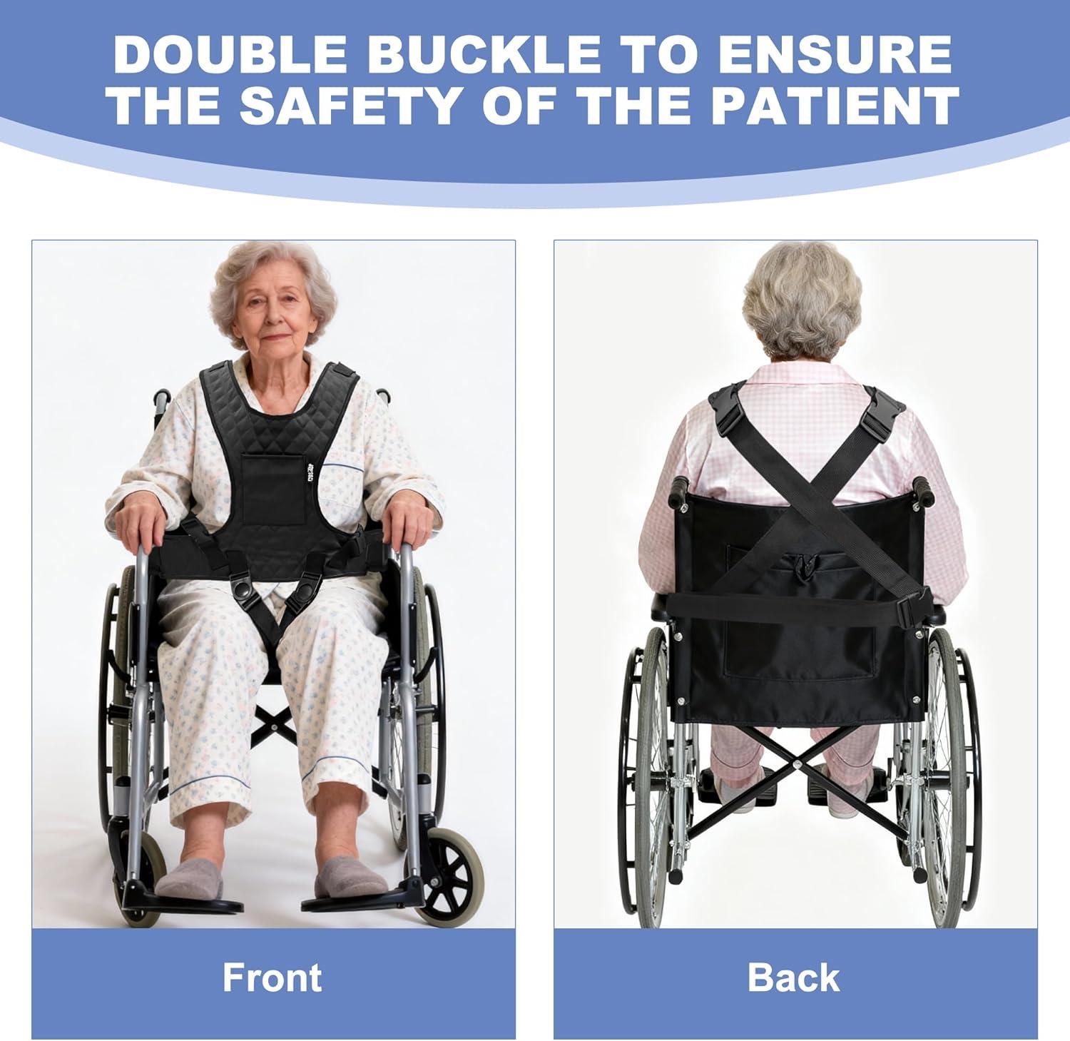 image:imageMDSTOP Wheelchair Harness for Adults AntiSlip Wheelchair Safety Belt Safety Belt for Elderly Adjustable Secure Buckle Torso Support Vest Restraint for Patient Disabled Paralyzed PurpleBlack