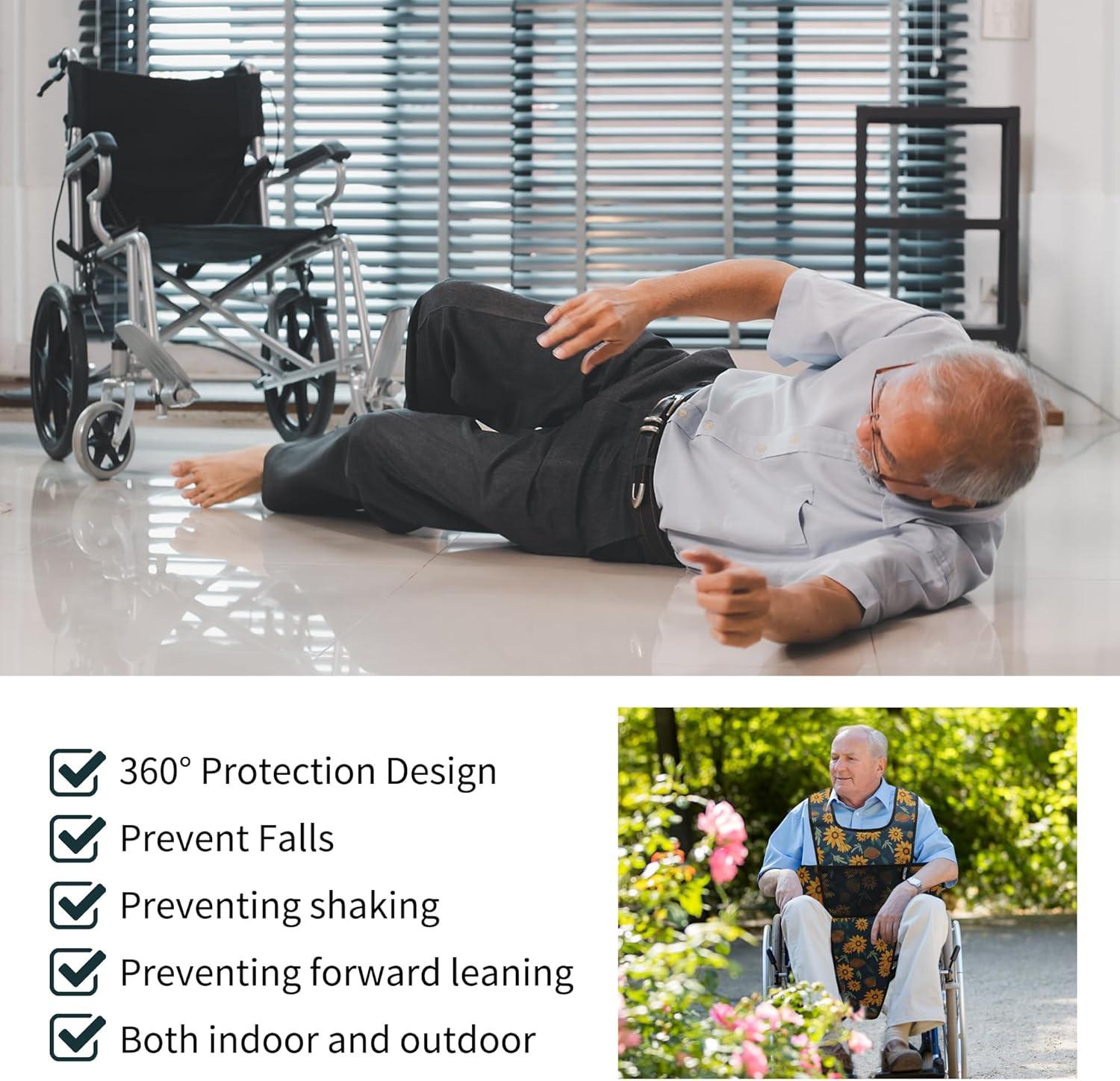 image:imageMDSTOP Wheelchair Safety Belt AntiSlip Wheelchair Seatbelt Wheelchair Harness with Adjustable Secure Buckle Medical Restraints Straps for Seniors Elderly Patients Disable GreenCyan