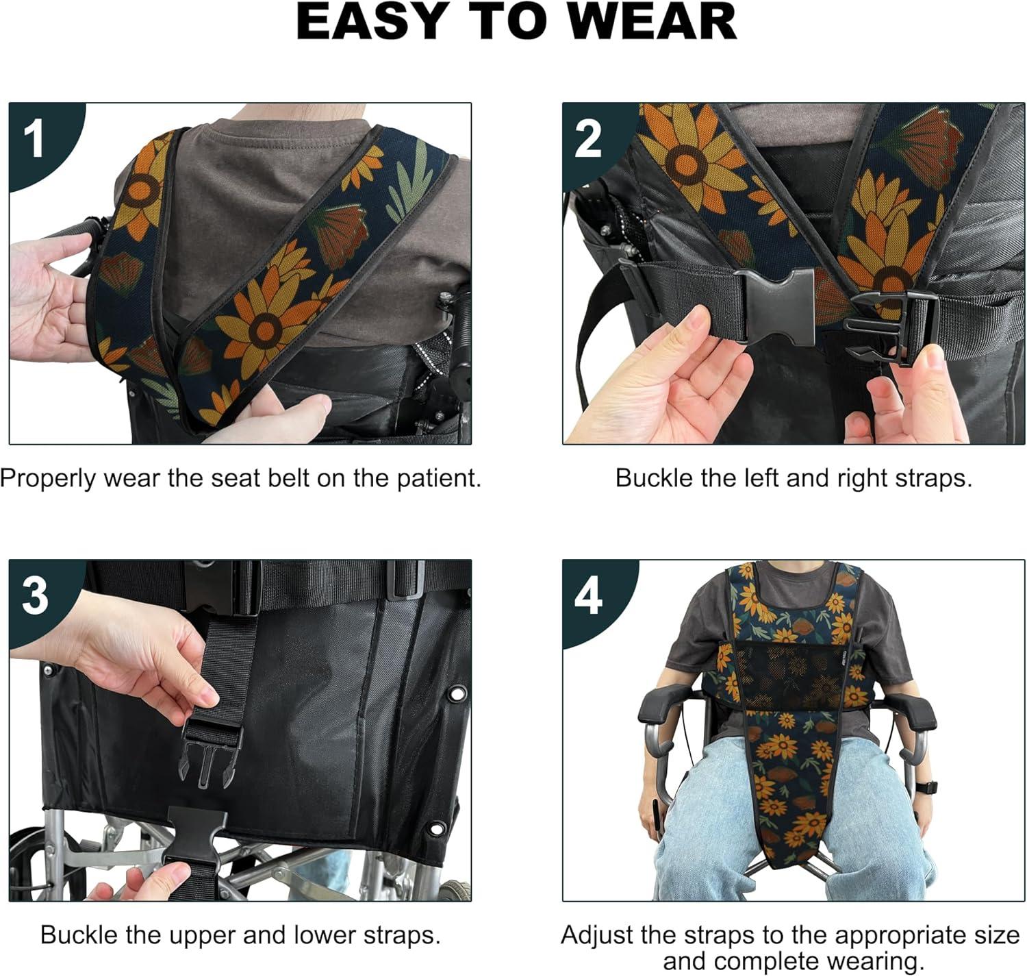image:imageMDSTOP Wheelchair Safety Belt AntiSlip Wheelchair Seatbelt Wheelchair Harness with Adjustable Secure Buckle Medical Restraints Straps for Seniors Elderly Patients Disable GreenCyan