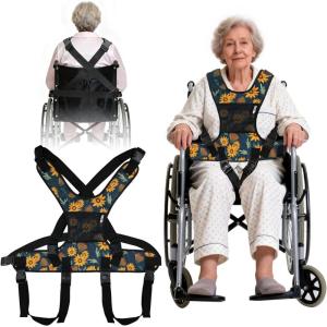 MDSTOP Wheelchair Harness for Adults, Anti-Slip Wheelchair Safety Belt, Safety Belt for Elderly, Adjustable Secure Buckle, Torso Support Vest Restraint for Patient, Disabled, Paralyzed (Purple)(Cyan)