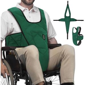 MDSTOP Wheelchair Safety Belt, Anti-Slip Wheelchair Seatbelt, Wheelchair Harness with Adjustable Secure Buckle, Medical Restraints Straps for Seniors Elderly, Patients, Disable (Green)(Green)