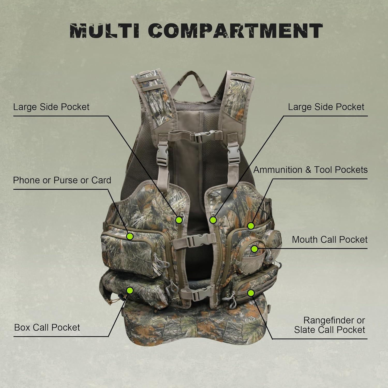 image:imageMDSTOP Turkey Vest with Seat with Kickstand Adjustable Hunting Vest with Padded Seat and Game Pouch For Men amp Women CamoCamo