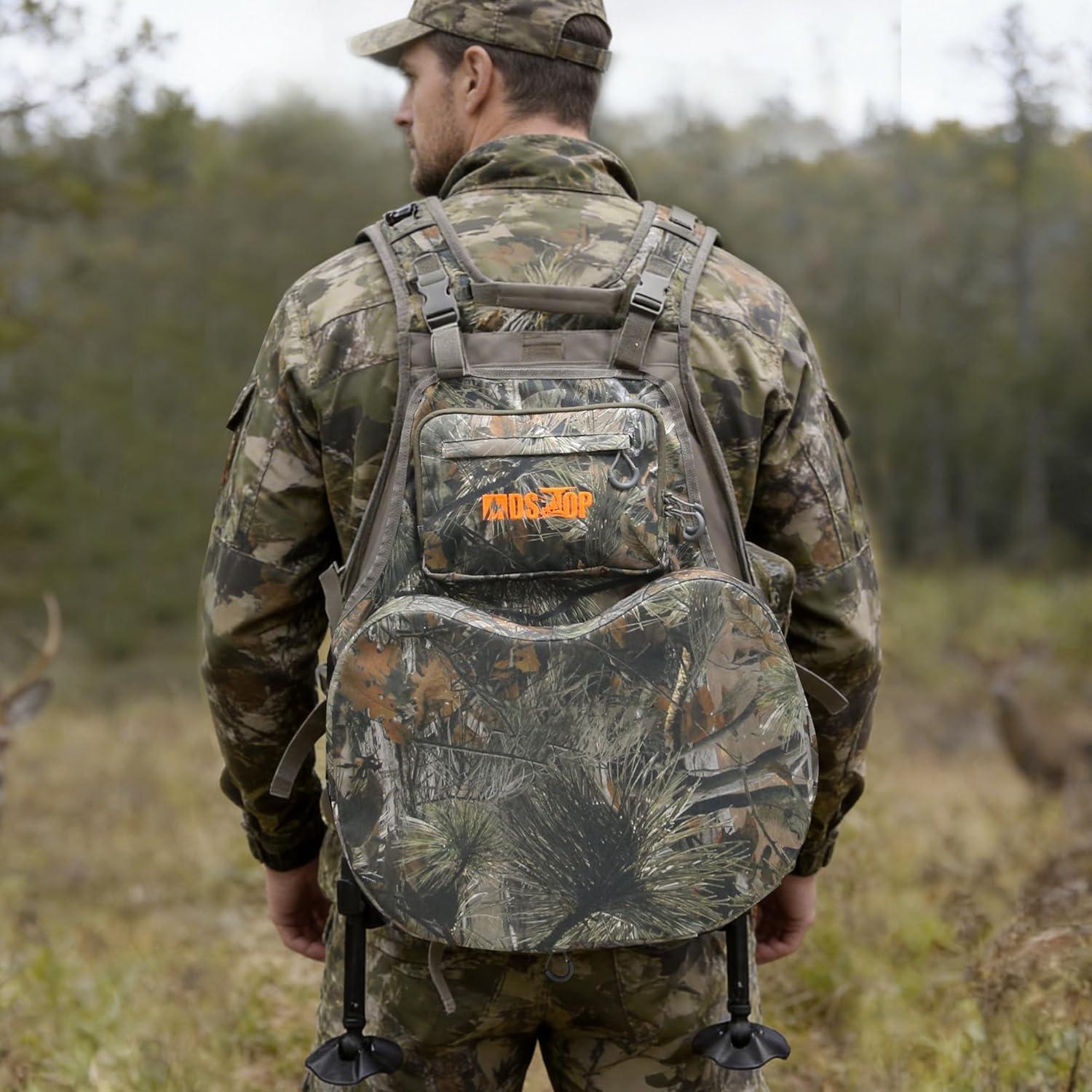 image:imageMDSTOP Turkey Vest with Seat with Kickstand Adjustable Hunting Vest with Padded Seat and Game Pouch For Men amp Women CamoCamo
