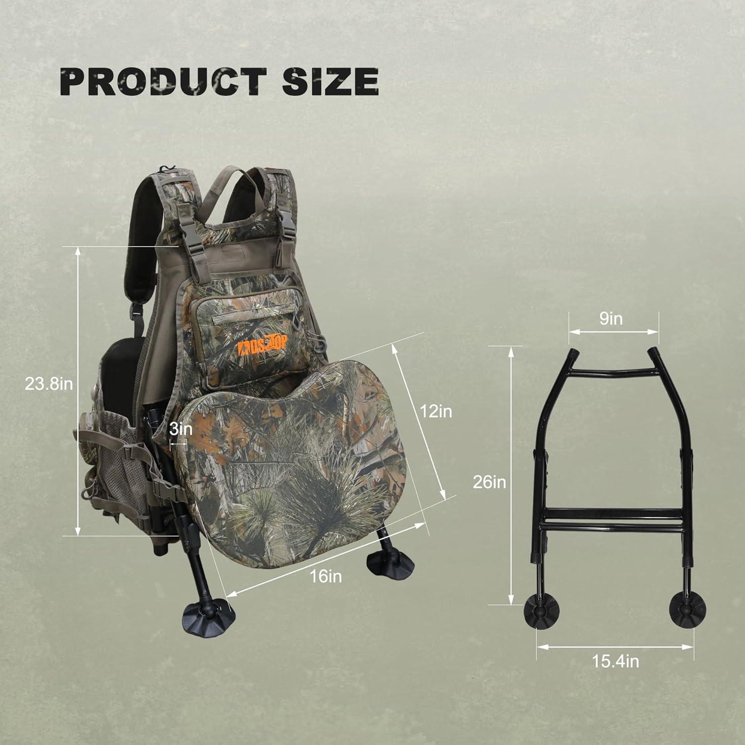 image:imageMDSTOP Turkey Vest with Seat with Kickstand Adjustable Hunting Vest with Padded Seat and Game Pouch For Men amp Women CamoCamo