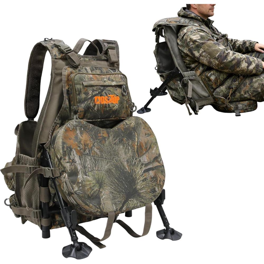 image:imageMDSTOP Turkey Vest with Seat with Kickstand Adjustable Hunting Vest with Padded Seat and Game Pouch For Men amp Women CamoCamo